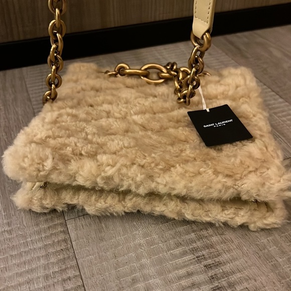 Saint Laurent Le Maillon Genuine Shearling Crossbody Bag NEW - Picture 10 of 13